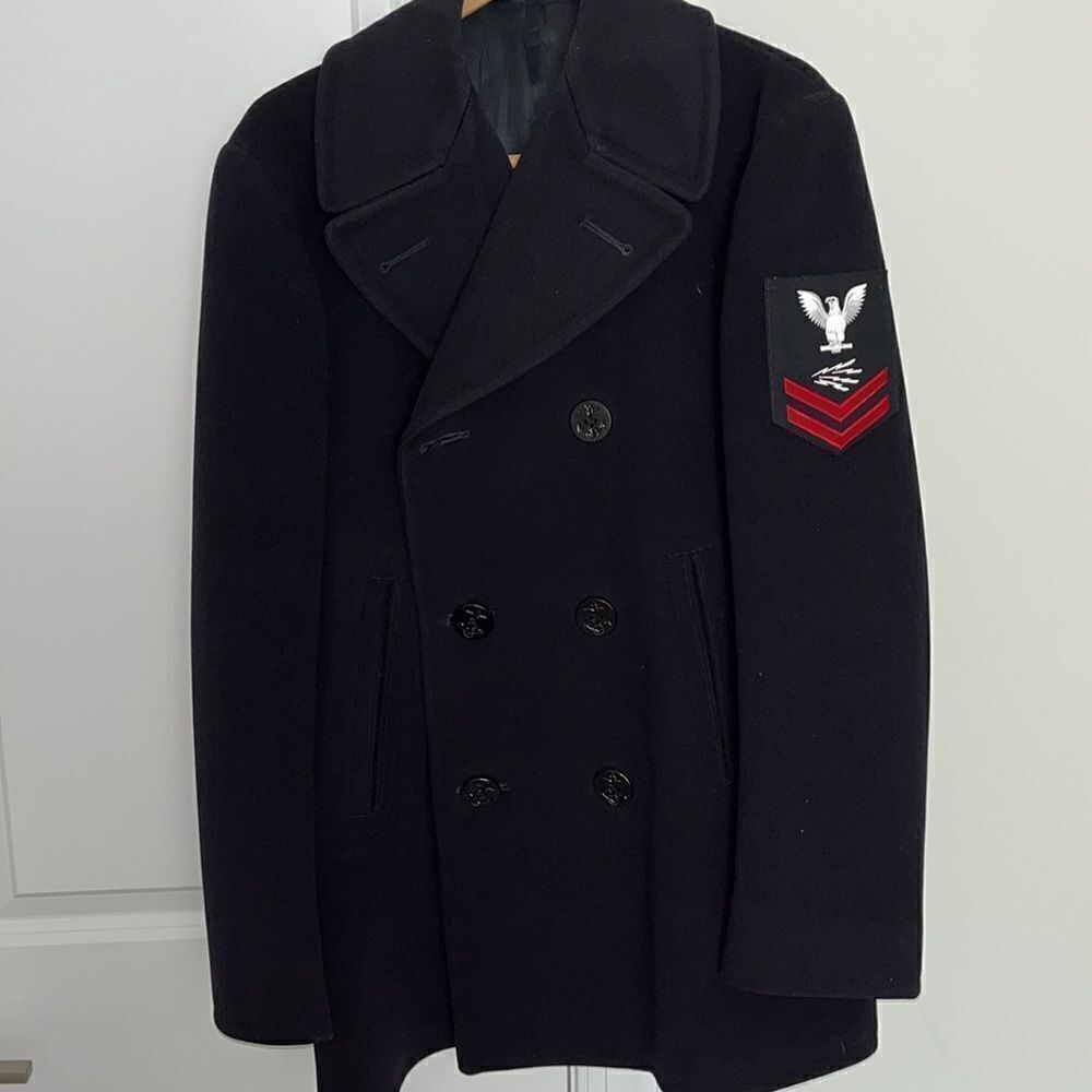 Men's Kersey Heavy 100% Wool Navy Peacoat Double Breasted 36 R authentic Uniform